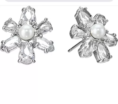 $48 Kate Spade Silver Tone & Imitation Pearl Flower Stud Earrings • $24.99