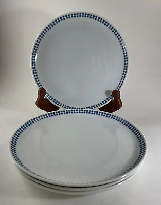 (4) Melitta Blue Polka Dot Border 7-1/2” White Plates • $19