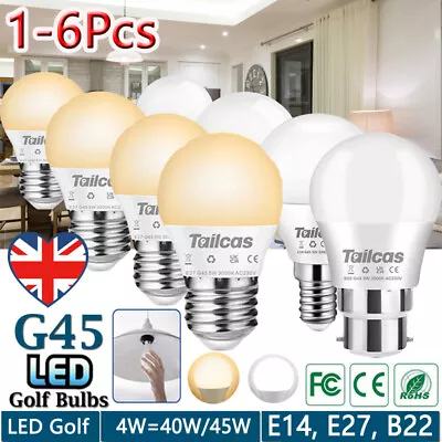 6Pcs LED Bulbs B22 E14 E27 G45 Round Golf Lamps Warm/Cool White Light For Indoor • £2.95