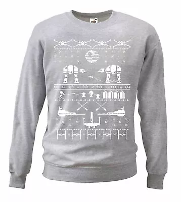 Adults Galaxy Wars Sci Fi Retro Movie Themed Grey Unisex Christmas Jumper • £21.95