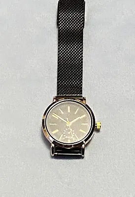 Marks And Spencer A18 Gold Ladies Wristwatch With Black Nylon Mesh Strap • £1.99