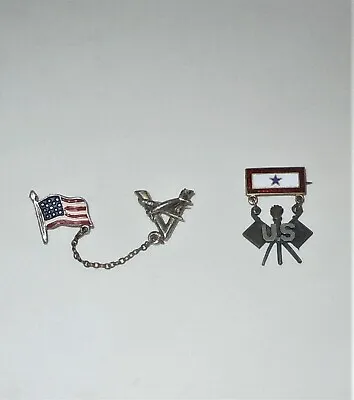 2 Vtg WW2 US VICTORY Sweetheart Service LAPEL PINS -Airplane/Flag/Enamel • $54.95