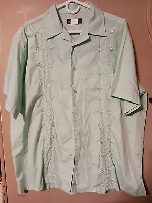 Haband Mint Green Button-up Short Sleeve Shirt Size XL Embroidered • $22.89