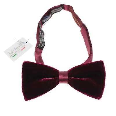 Italo Ferretti NWT Velvet Bow Tie Adjustable Size Solid Burgundy Red • $97.49