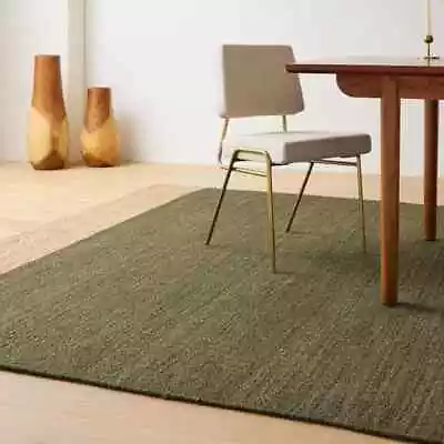 Rug Natural Jute Braided Black Reversible Rug Hemp Carpet Modern Living Area Rug • £16.46