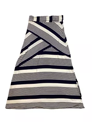 Spense Maxi Skirt Size Large Navy Blue & White Striped Stretchy Side Leg Slit. • $13.50