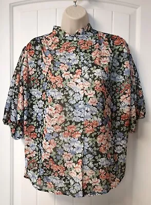 Vintage 80s Womens Floral Blouse Size L (check Measurements) • $5