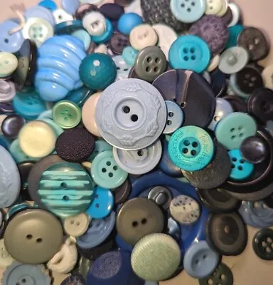 Lot 200 Mixed Cute Assort.  Shades Of  Blue Aqua Teal Navy Buttons • $12.99