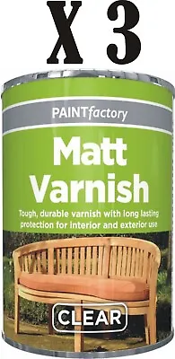 3 X 300ml All Purpose Clear Varnish Spray Tin Matt Finish Yacht Polyurethane DIY • £11.99
