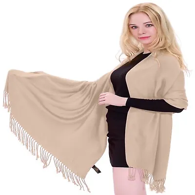 Champagne Pink Solid Colour Shawl Scarf Stole Wrap Throw Pashmina CJ Apparel NEW • £19.99