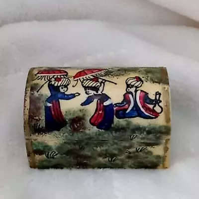 Domed Laquer Stamp Box Jewelry Trinkets Vintage Estate Container Russian Scene • $31.03