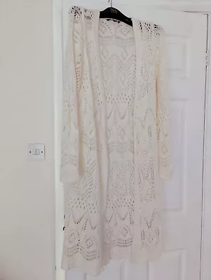 Long Line Creamlacy Cardigansize L Approx; 38 Inch Chestfrom Dorothy Perkins • £2.99