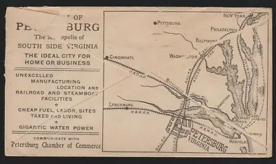 $29.99 • Buy Petersburg VA Map On Reverse Of 1904 Cover For A Local Liquor Dealer