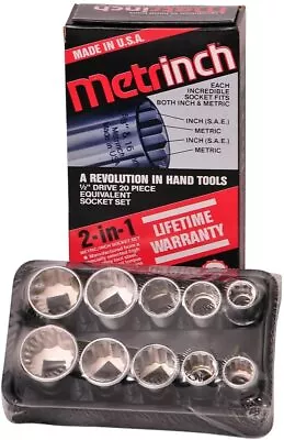 VTG Original Metrinch USA 10pc 1/2  Drive 12 Point Socket Set • $29.99