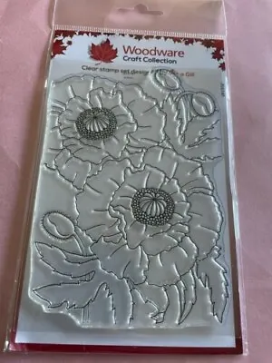 £4.95 • Buy Woodware Poppies Clear Stamp Collection By Jane Gill.