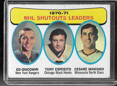 1971-72 Topps HOCKEY #5 TONY ESPOSITO ED GIACOMIN SHUTOUTS LEADERS Maniago (A) • $2.50