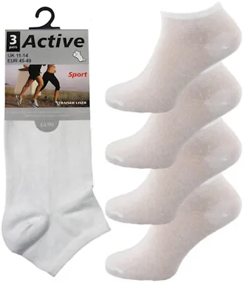 £5.99 • Buy 6 Pair Liner Socks Pack Mens Big Foot Active Sport Cotton Trainer Size 11-14