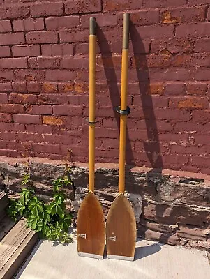 RARE Vintage Kayak Paddle FOLBOT 2 Piece Wood W/ Brass Ends  USA 110  DISTRESSED • $150