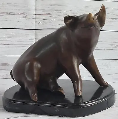 Bronze Metal Cute Pig Statue Sculpture Figure Figurine After PJ Mene 8.5  X 10  • $199.50