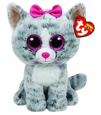 £7.79 • Buy Ty Beanie Boo Buddy Kiki Cat Grey Soft Plush 6 