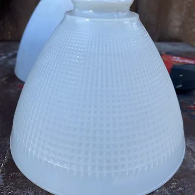 Vintage Milk Glass 8 X6” Torchiere Lamp Shade Diffuser Waffle 2” Fitter Globe • $19.50