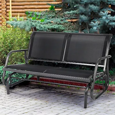 2 Person Garden Rocking Chair Metal Glider Bench Porch Seat Patio Park Loveseat • $139.99