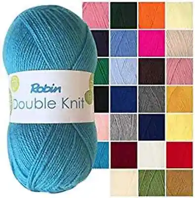 ROBIN DK DOUBLE KNIT YARN KNITTING/CROCHET WOOL - 100g -100% Acrylic ~64 COLOURS • £1.95