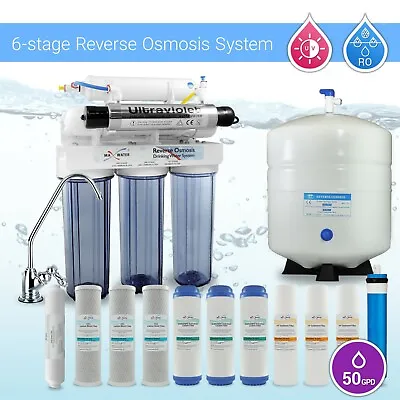 6 Stage UV Ultra Violet Drinking Reverse Osmosis System W/ 12 Max Water Filters  • $264.95