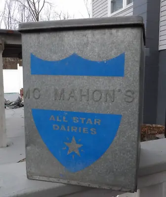 Vintage McMahon's All Star Dairy Porch Milk Box Altoona Pa. Blue Letters Bottle • $59