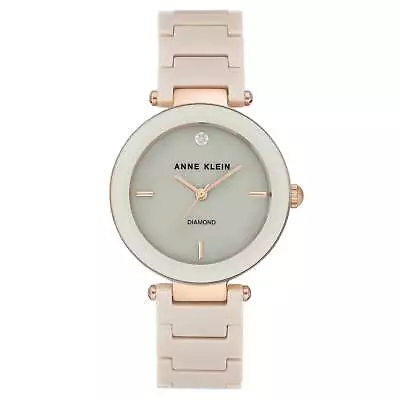 Anne Klein Rose Gold Ceramic Tan Mother Of Pearl Dial Women's Watch - AK1018RGTN • $219