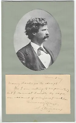 1901 Mark Twain Written Signed Note Theosophist Writer Autograph Samuel Clemens • $2500