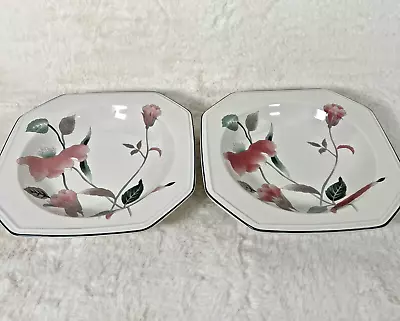 Mikasa Silk Flowers Vintage Rim Soup Bowls - Set Of 2 #F3003 • $15.95