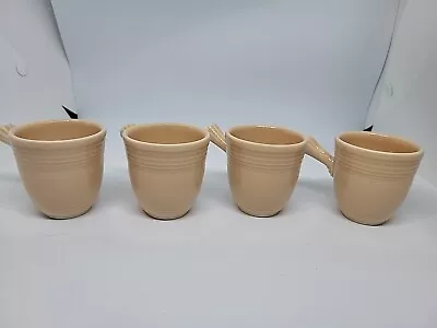 Vintage Homer Laughlin Fiesta Demitasse Stick Handle Cups In Peach Set 4 • $65.99