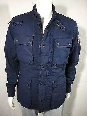 New RALPH LAUREN D&S Military Motorcycle Indigo-Dyed Cotton Quilted Jacket Sz XL • $179.95