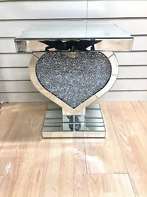 £189.99 • Buy Mirrored Crushed Crystal Diamond Pedestal Table Heart Shape End Table Lamp Table