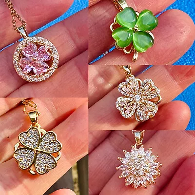 Four Leaf Clover Necklace 18K GP 18” Chain Rotating 4 Leaf Clover Necklace • $15