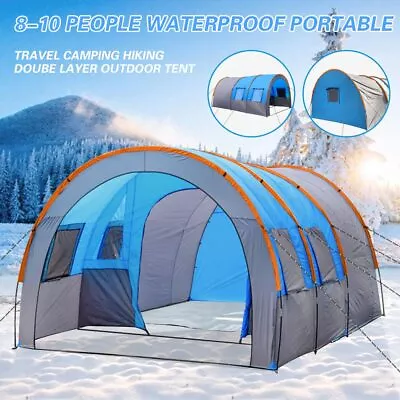 UK Portable 8-10 Man Outdoor Camping Tent Family Group Hiking Travel Room Large • £99.99