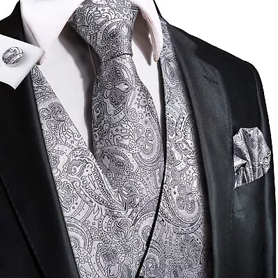 NEW Men's Paisley Design Dress Vest And Neck Tie Hankie Set For Suit Or Tuxedo • $19.55