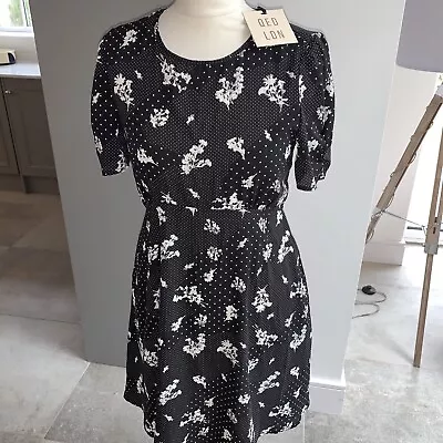 QED London New Look Sz . 10 Black / White Tea Dress New Tagged • £7.50