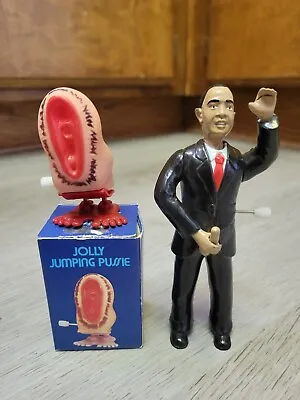 BEATIN' BARACK OBAMA 5.5  Windup Figure Toy Presidential And Jolly Jumper Pussie • $40