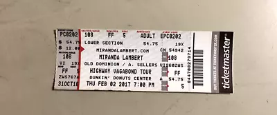 MIRANDA LAMBERT - 2/2/2017 - Dunkin' Donuts Center - Providence RI • $4.99