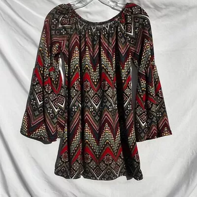 60s70s Retro Win Win Hippie Bell Sleeve Go Go Mini Babydoll Dress Tunic S/M • $19