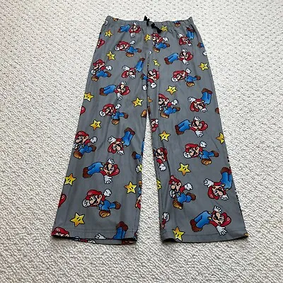 Super Mario Video Game Boys Youth Large Pajama Pants Gray Soft Sleep Lounge • $8.99