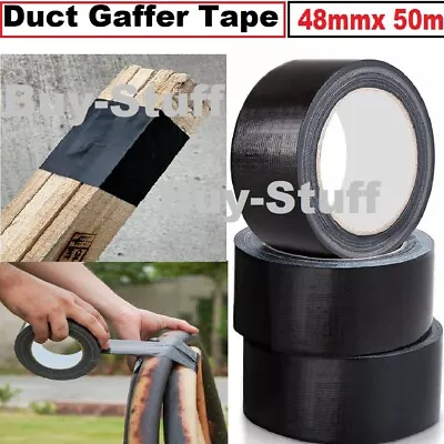 New Super Strong Black Duck Duct Gaffa Gaffer Waterproof Cloth Tape 48mmx 50m UK • £5.49