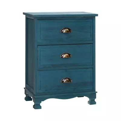 Artiss Bedside Table 3 Drawers Vintage - THYME Blue • $74.96