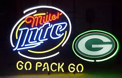 Green Bay Packers Go Pack Go Beer 24 X20  Neon Light Sign Lamp Gift Wall Decor • $244.09