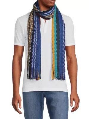 NWT $280 Missoni Zig Zag Geometric Stripe Fringed Wool Blend Scarf Made In Italy • $149