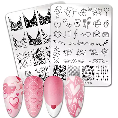 NICOLE DIARY Nail Art Stamping Plates Rose Love Stencils Template For All Gels • £2.39