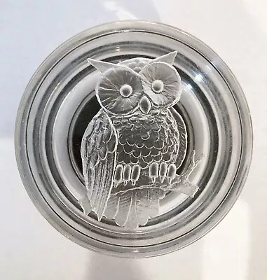 Lucite Owl Trinket Box Clear Desk Bureau Round Dish Storage Organizer Bird Jar • $9.99