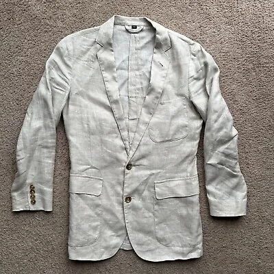J Crew Suit Jacket Womens XS Linen 2 Button Close Long Sleeve Tan Pockets • $34.95